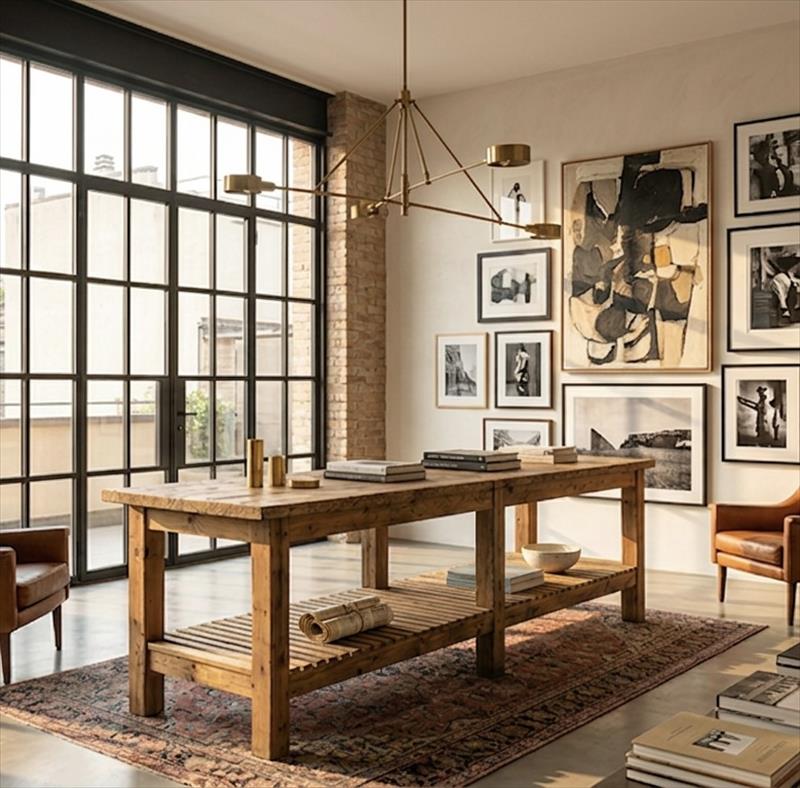 Long fir table, the rugged charm of a work companion