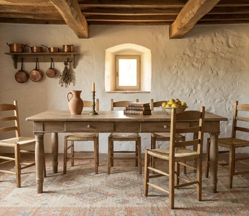 Tavolo toscano in olmo massello, inizio Ottocento – patina sbiadita