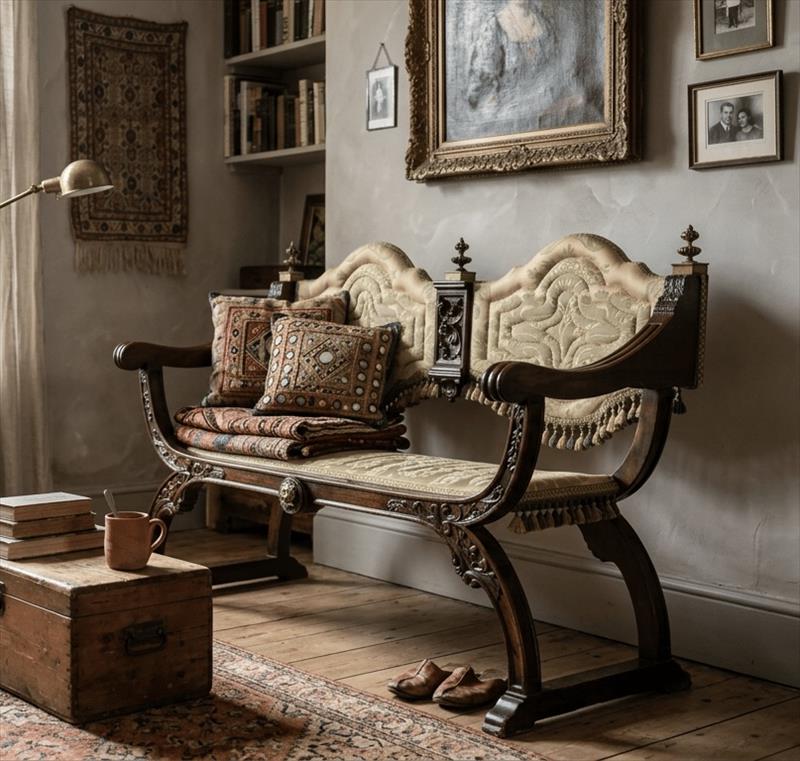 Faldistorio sofa, antique ceremonial seat