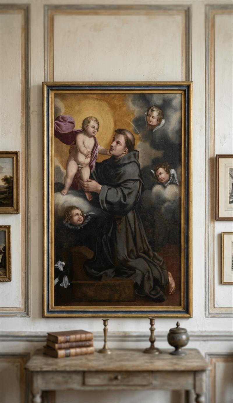 Saint Anthony of Padua with the Christ Child, Oil on Canvas, Early 18th Century – Italian School