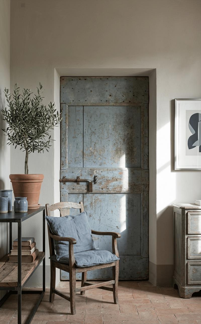Light sky-blue door from an old Umbrian farmhouse
