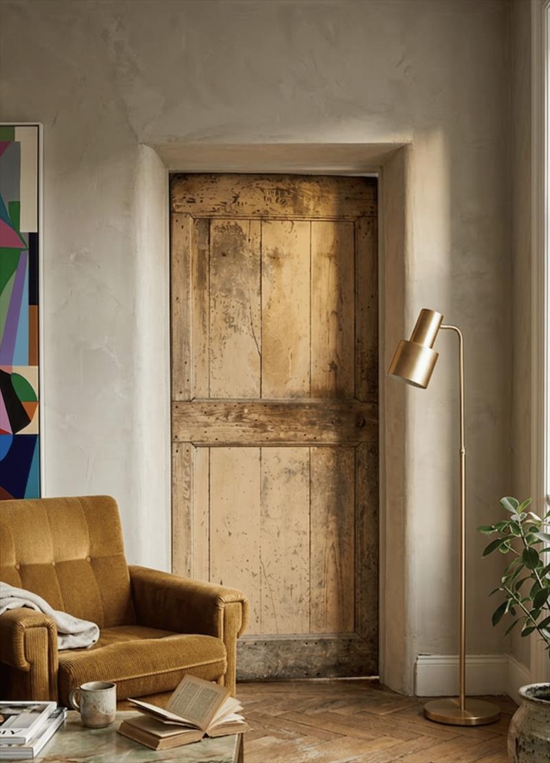 Antique sandy-hued door from the Umbrian countryside