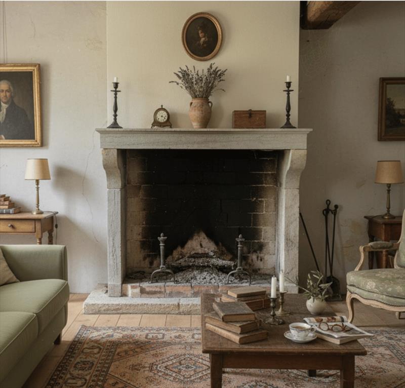 18th Century Antique Stone Fireplace