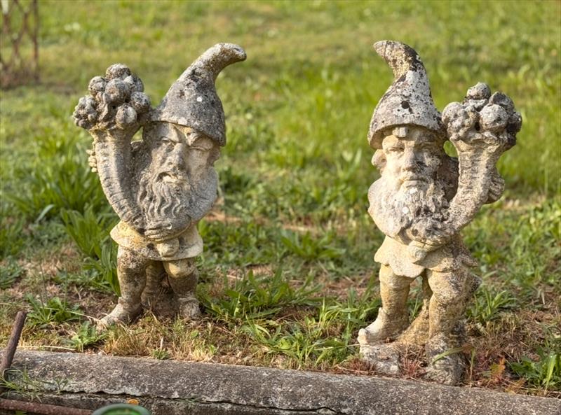 Gnomi toscani antichi. Barbuti guardiani del giardino.